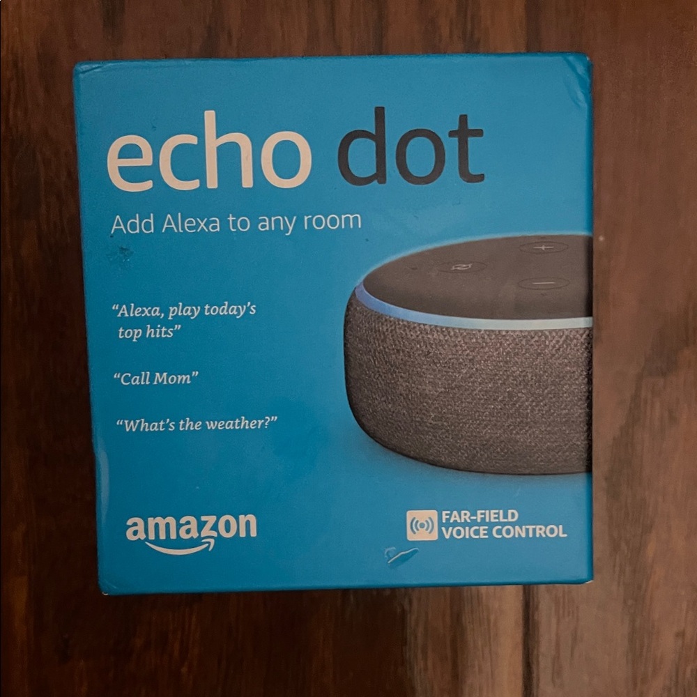 SOLD
Amazon Echo Dot in Blue and Gray